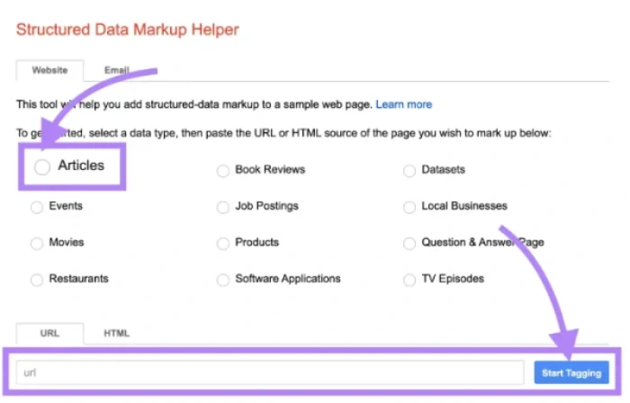 ساخت اسکیما با ابزار Google’s Structured Data Markup Helper